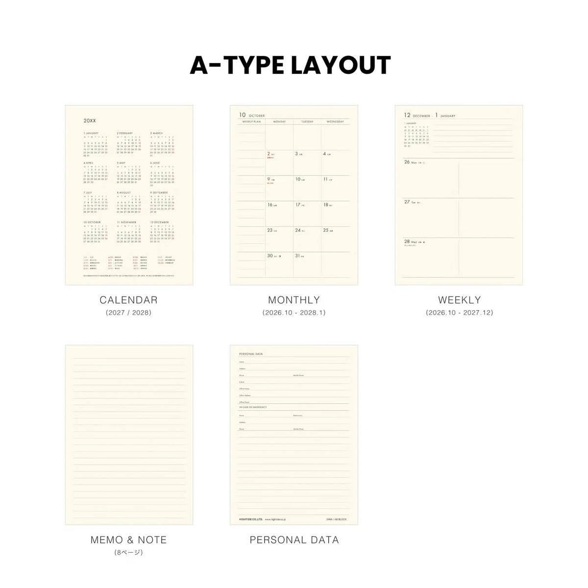 2027 Weekly Planner Lepre A6