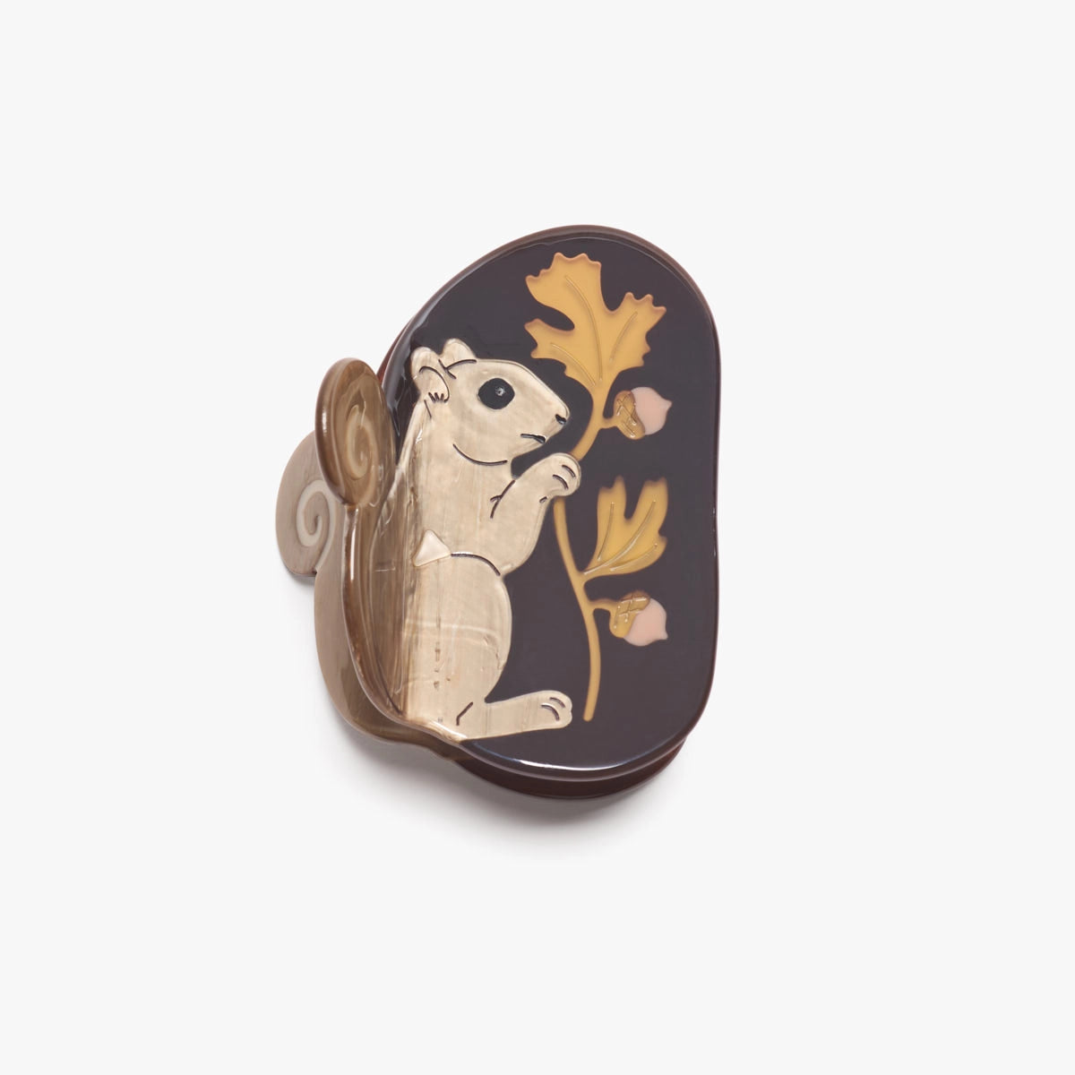 Oak Acorn Squirrel Claw Clip
