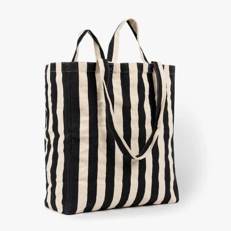 Striped Tote Bag - Black
