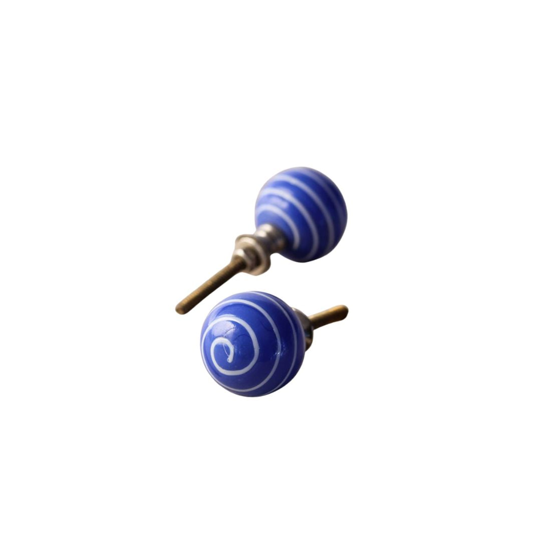 Blue Swirl Glass Knob