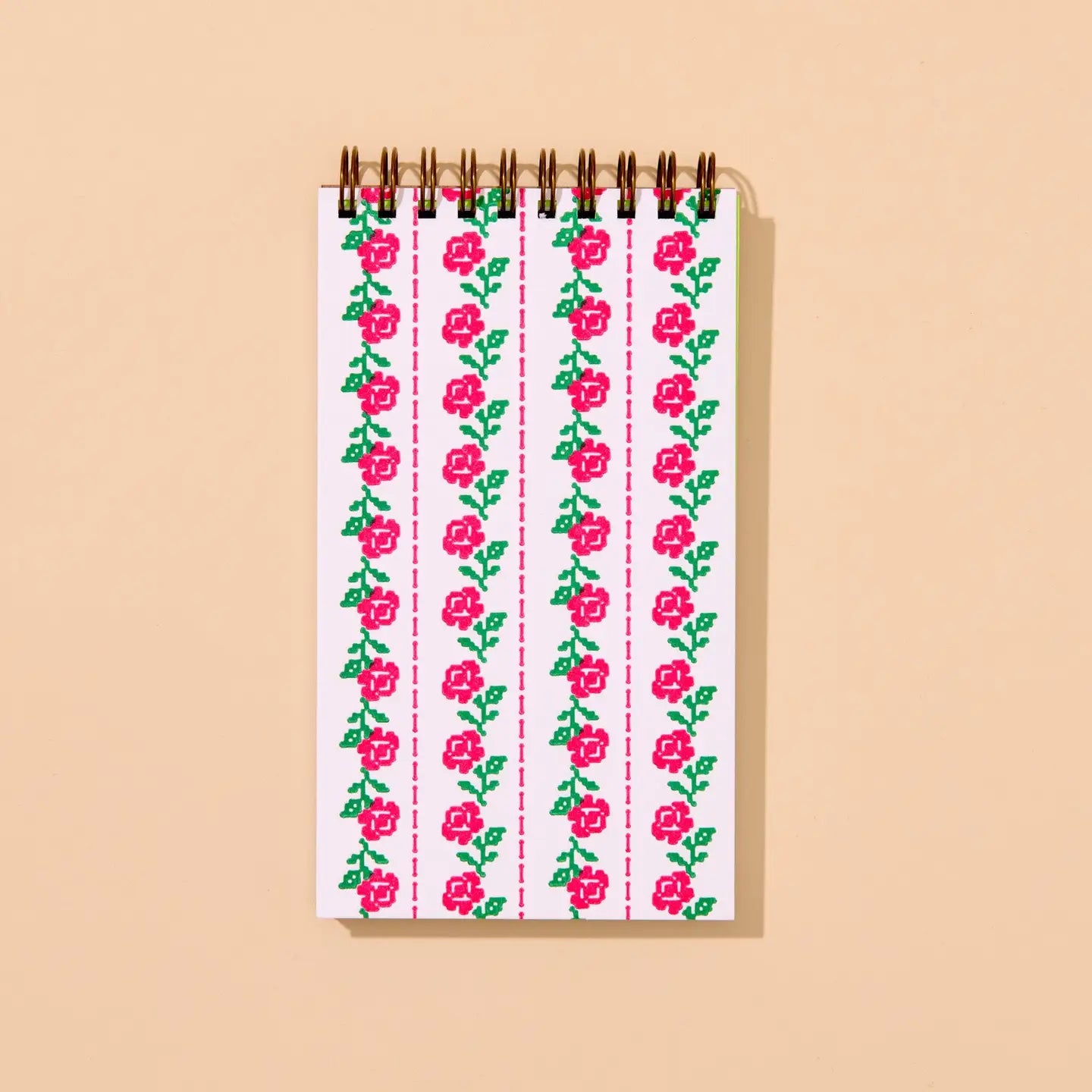 Cross Stitch Rose Pocket-Sized Spiral Notebook