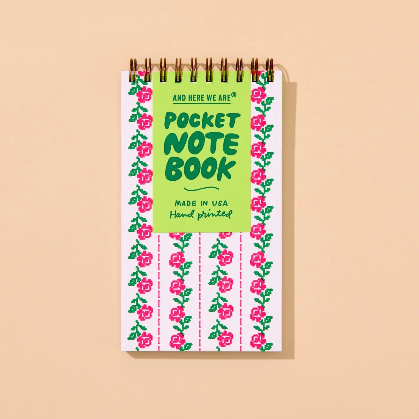 Cross Stitch Rose Pocket-Sized Spiral Notebook