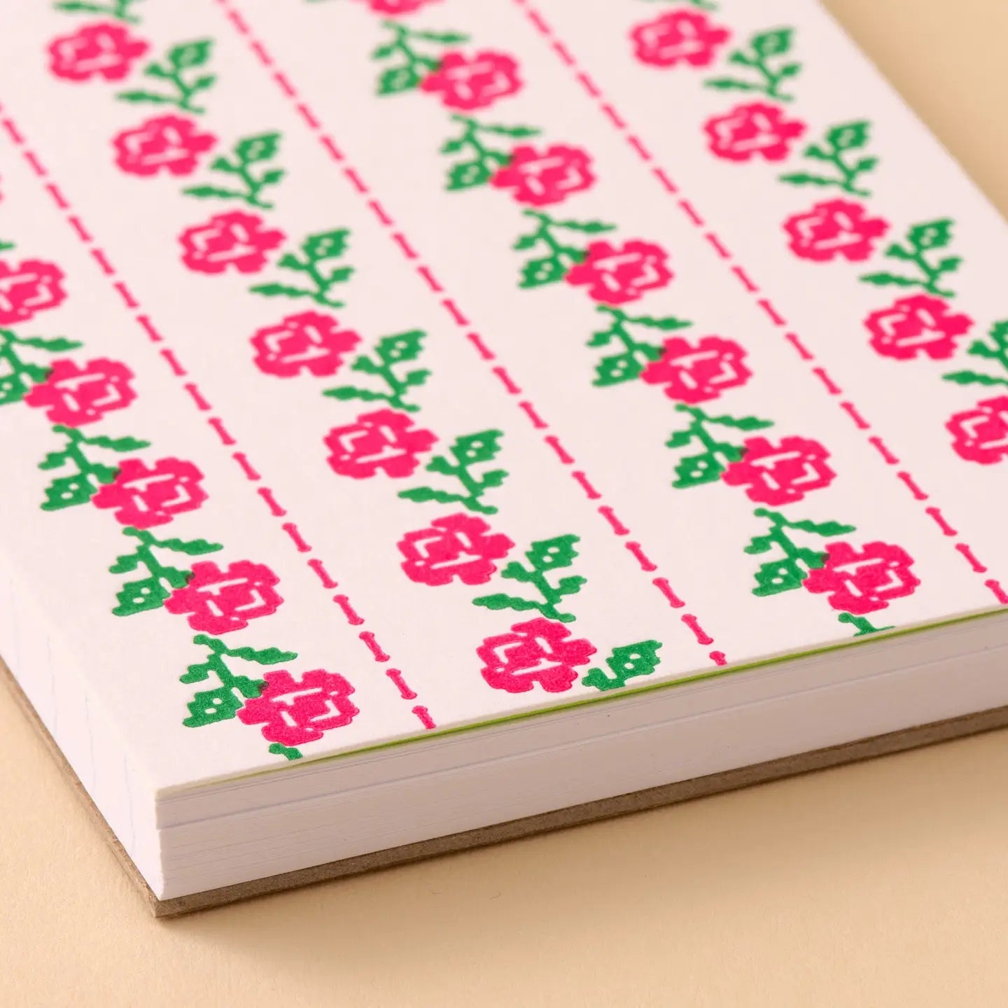Cross Stitch Rose Pocket-Sized Spiral Notebook