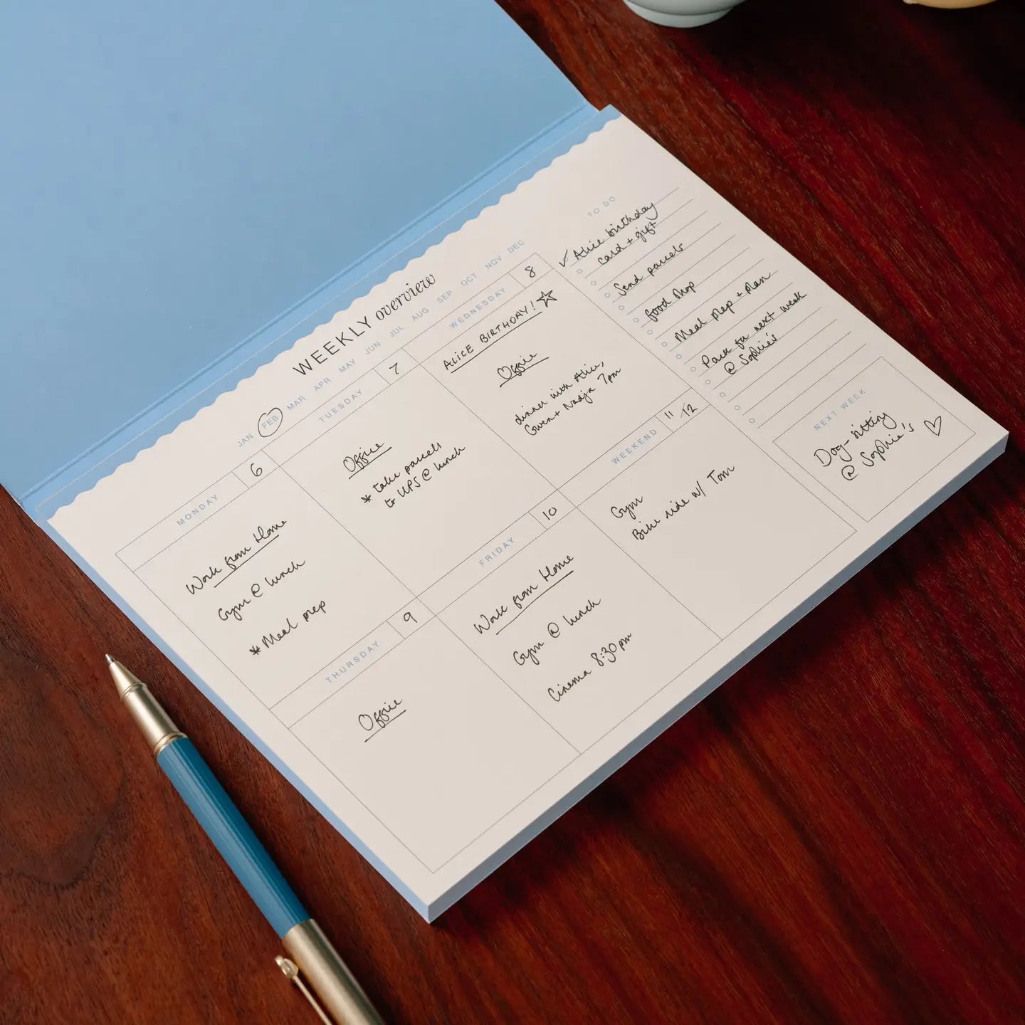 Floral Checkerboard Undated Weekly Desk Planner