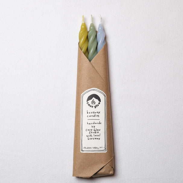 Hydrangea Beeswax Spiral Candles - Set of 3