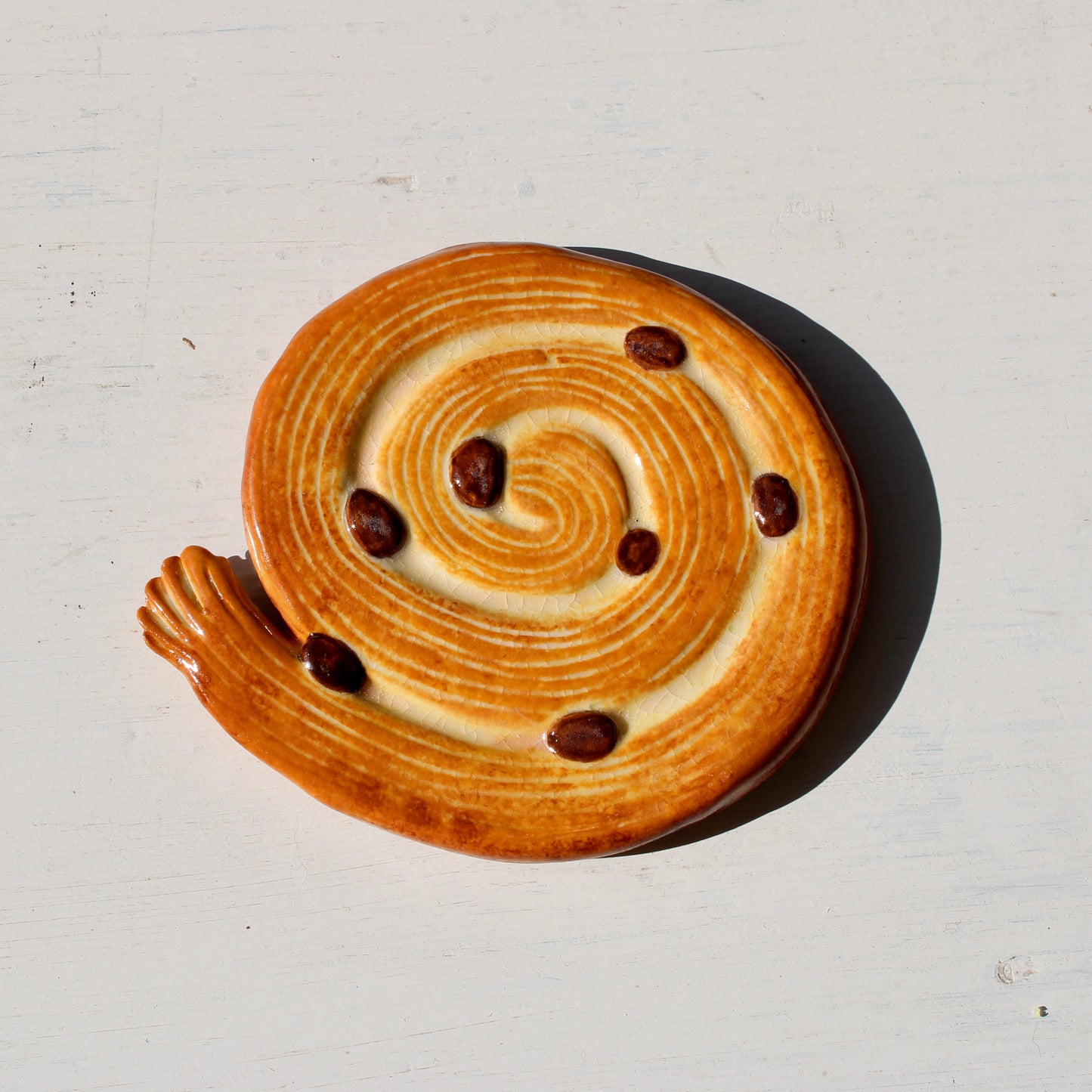 Ceramic Pain Au Raisin Sculpture