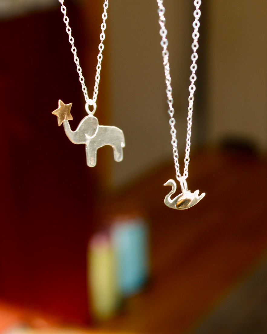 Circus Elephant with Star Accent Necklace