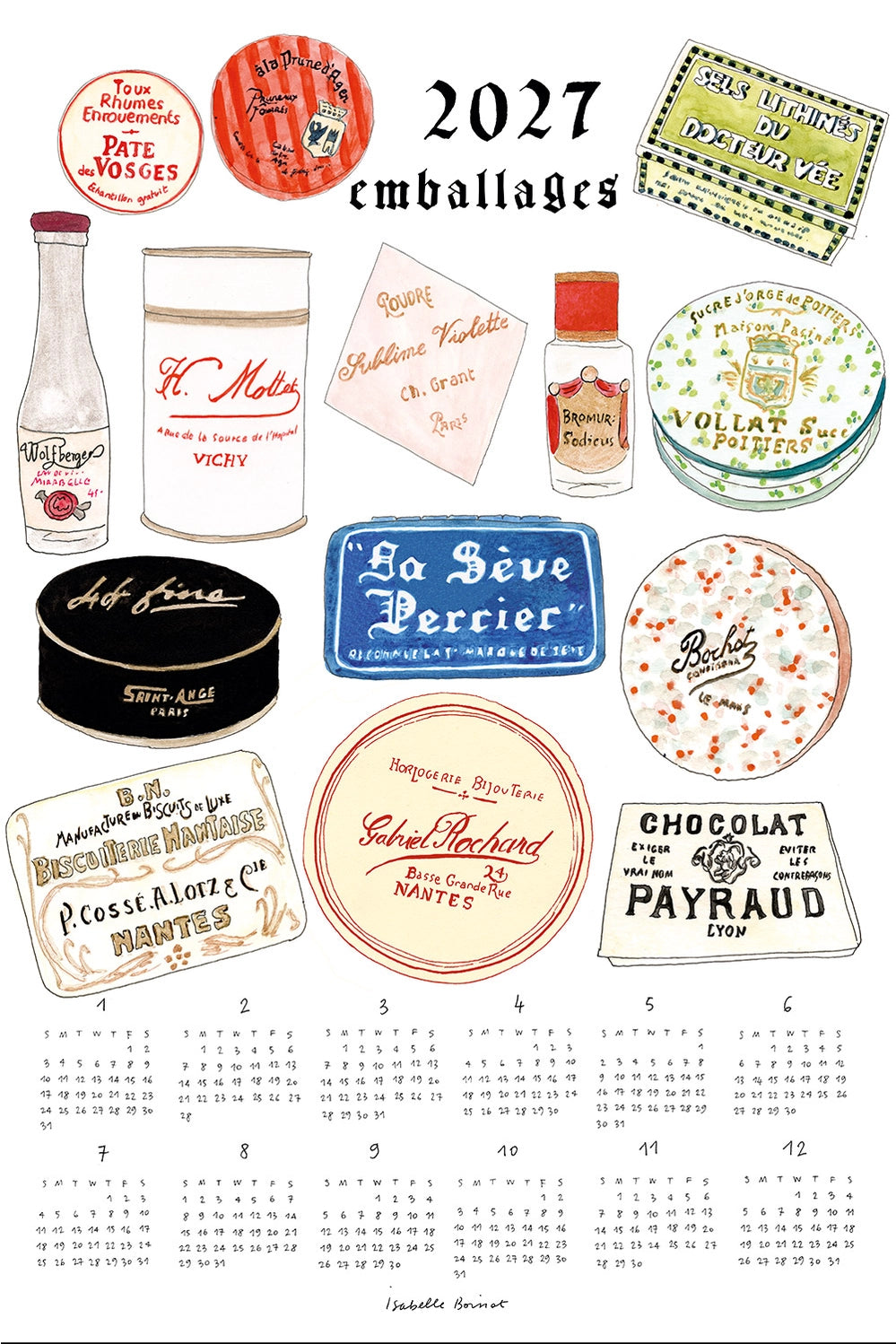 2027 Linen Calendar French Emballages