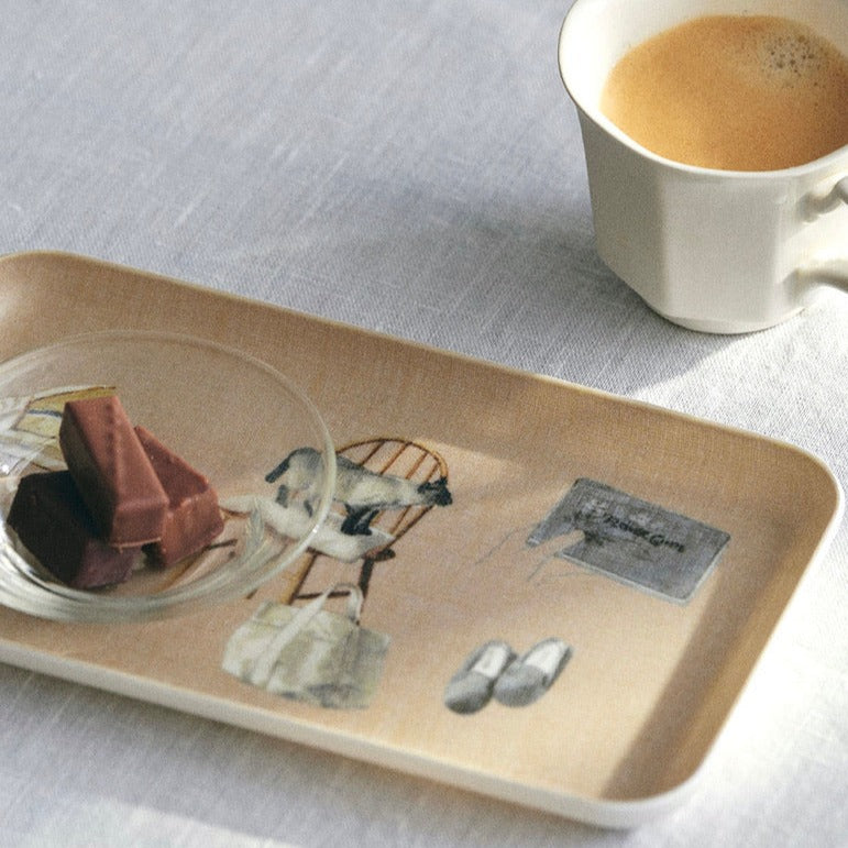 Small Linen Coated Tray - Living With Cats