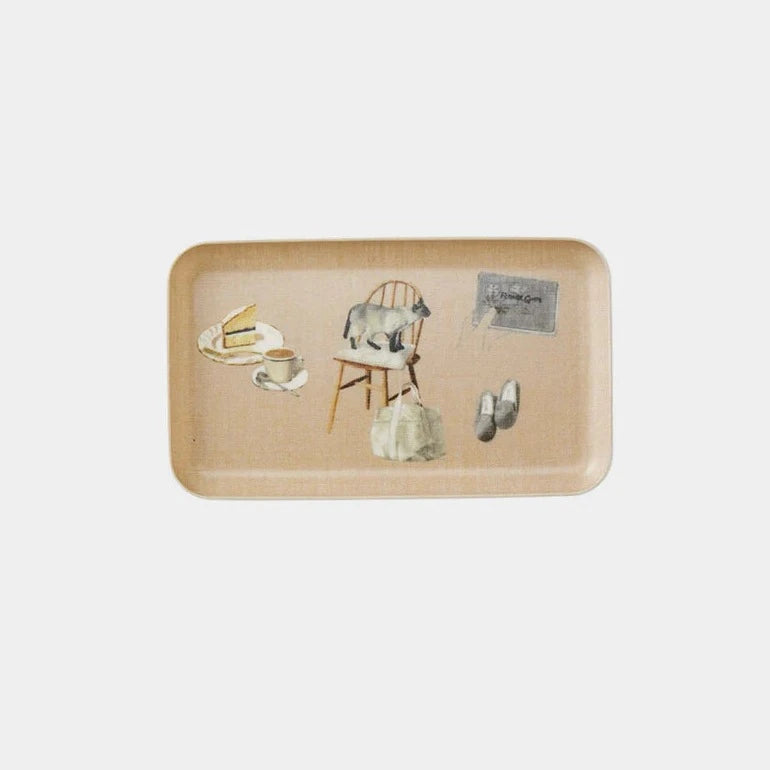 Small Linen Coated Tray - Living With Cats
