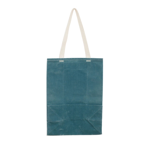 Waxed Canvas Grocery Tote - Ocean Blue