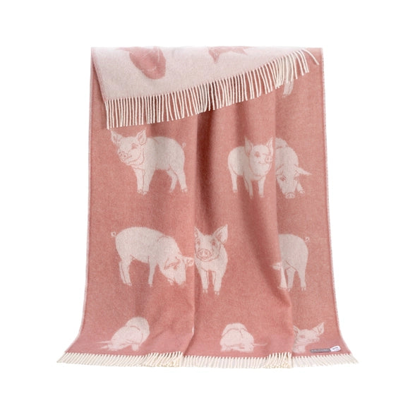 Pink Piglet Pure Wool Throw