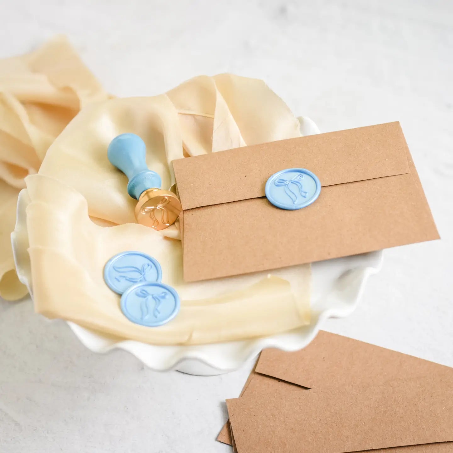 Ribbon Bow Wax Seal Stamp and Wax Stick Set