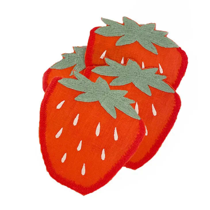 Strawberry Cocktail Napkins, Set of 4