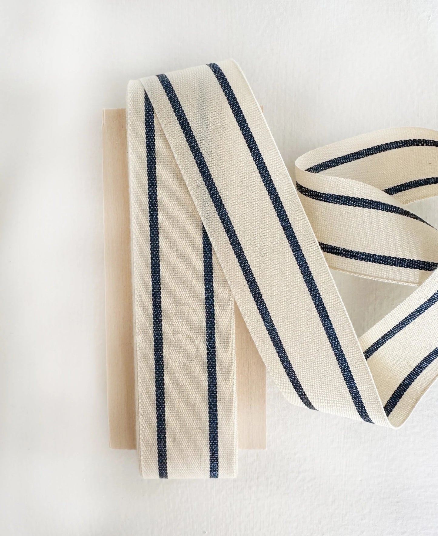 Striped Cotton Ribbon | Wood Paddle 10 yds