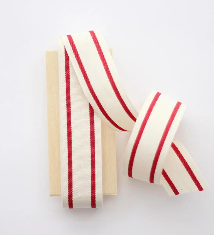 Striped Cotton Ribbon | Wood Paddle 10 yds