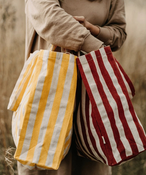 Striped Tote Bag - Red