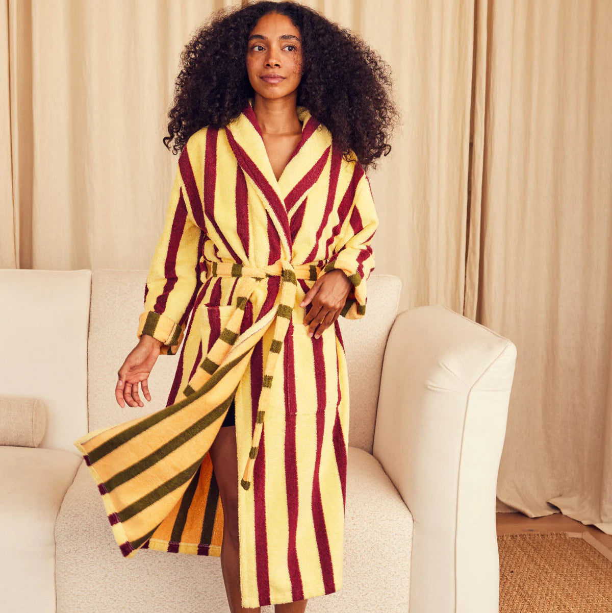 Ginkgo Stripe Bathrobe