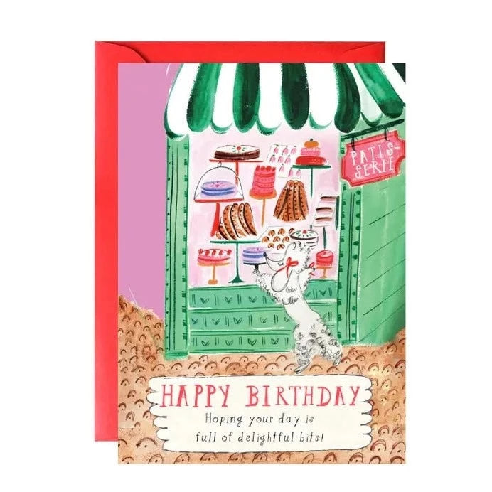 Poodle Loves Macarons Birthday Card