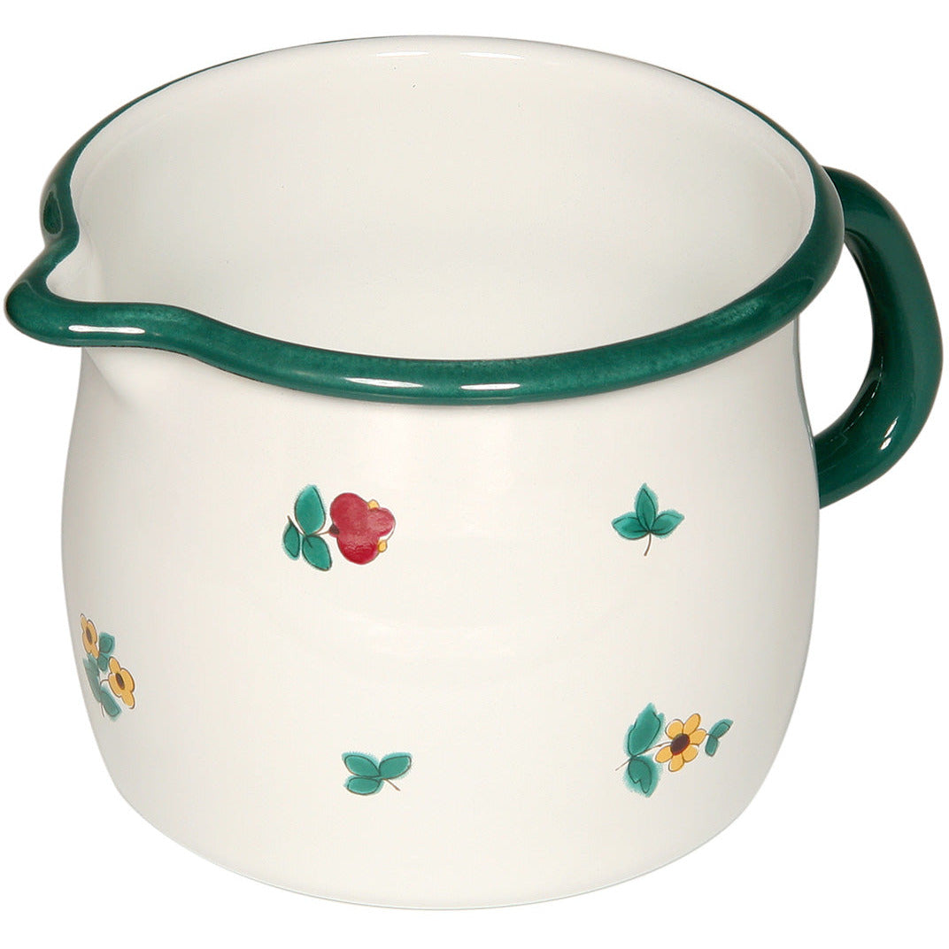Floral Enamel Jug With Spout