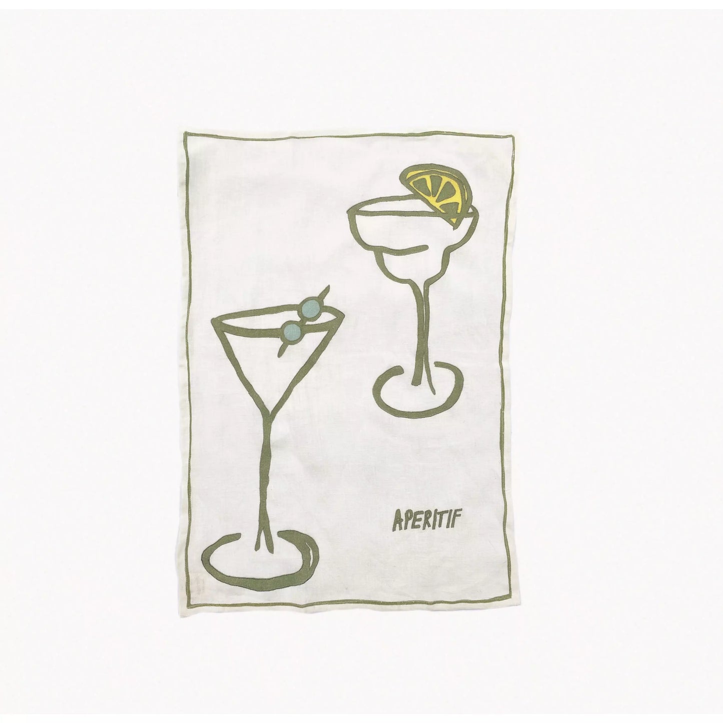Aperitif Embroidered Tea Towel