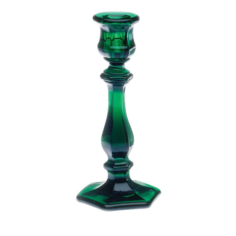 Hunter Green Glass Candlestick