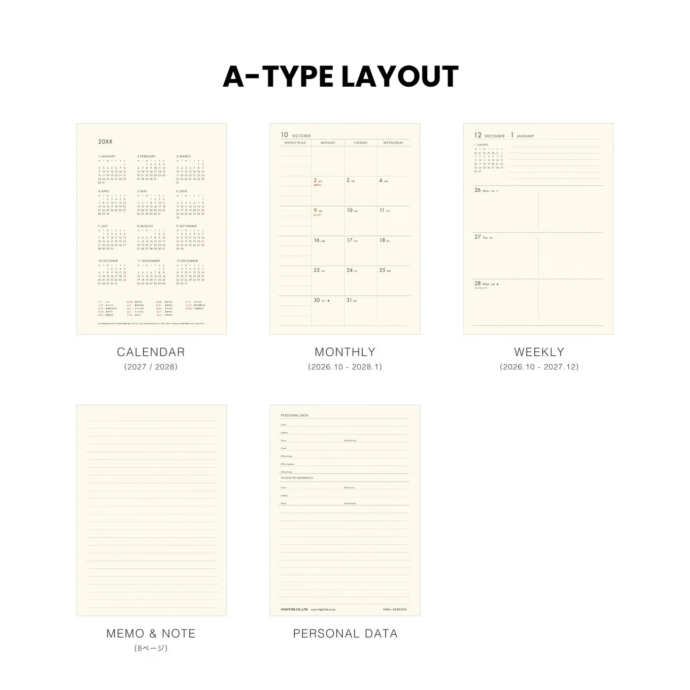 2027 Weekly Planner Lepre A6
