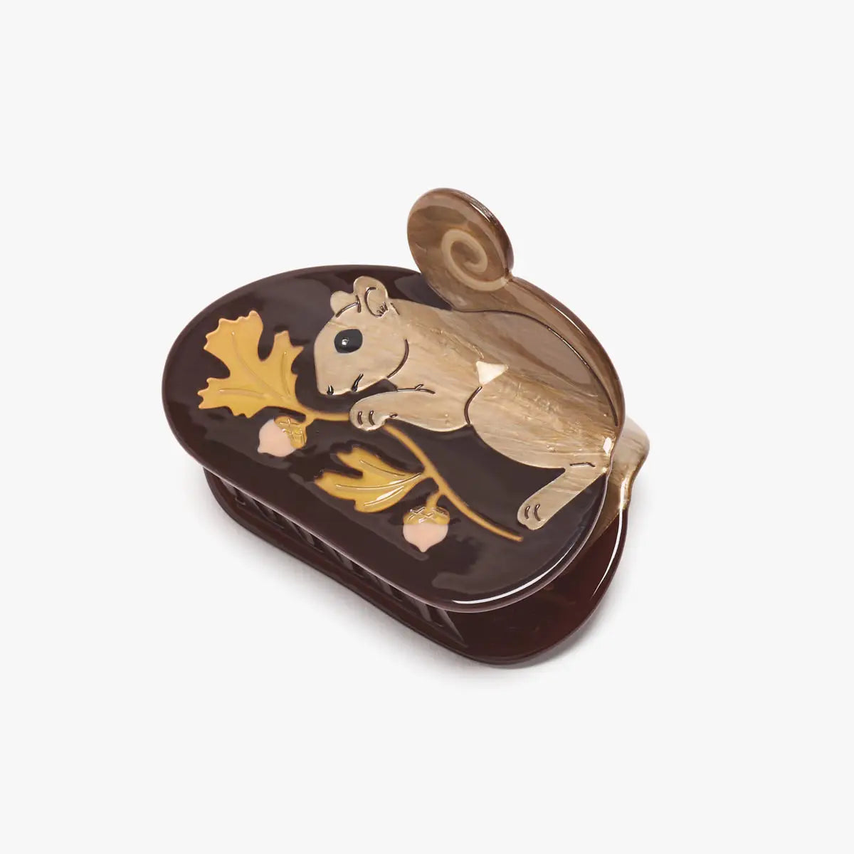 Oak Acorn Squirrel Claw Clip