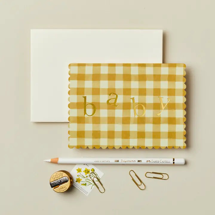 Gingham Baby Card
