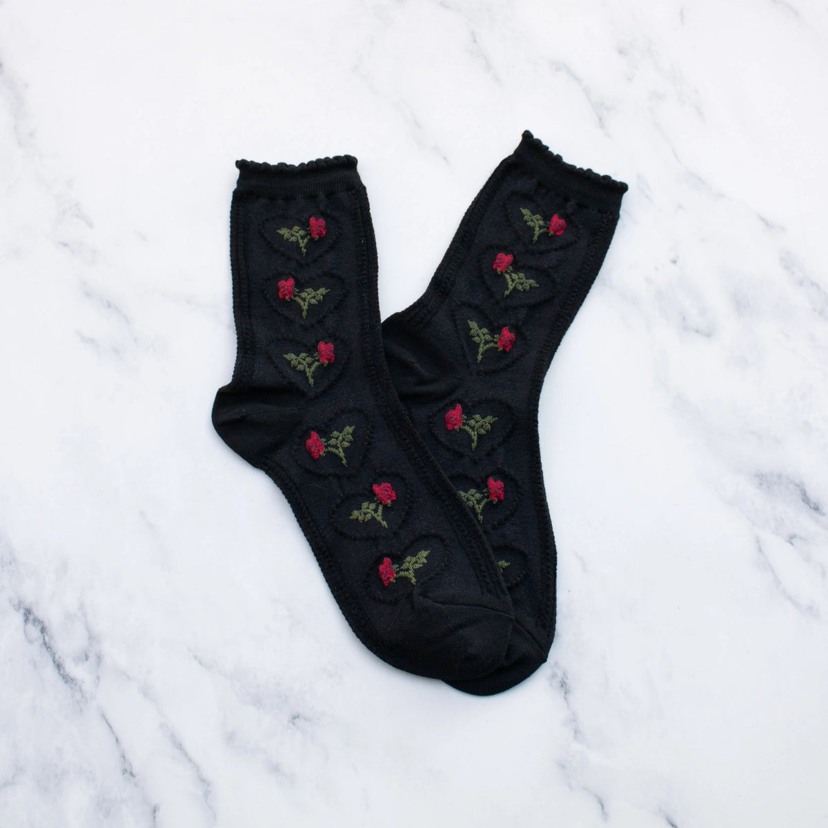 Rose Heart Socks
