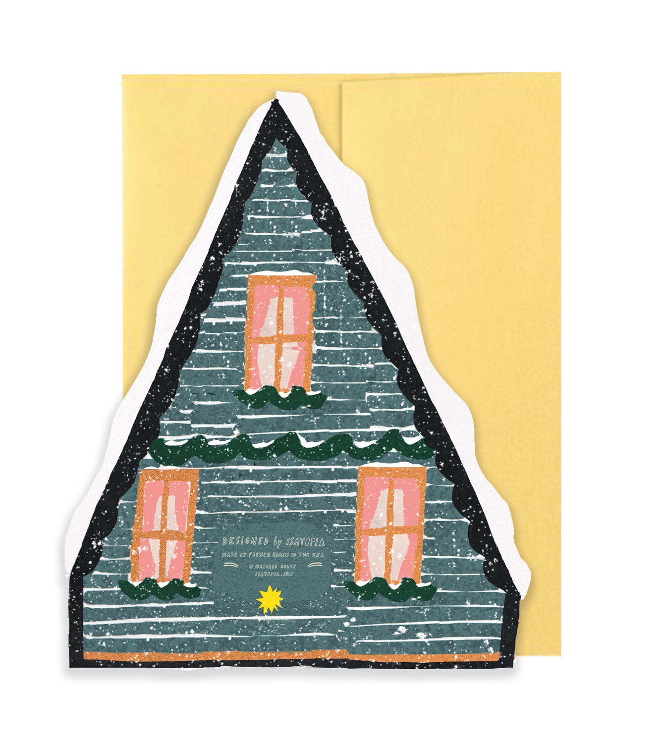 Blue Winter Cottage Card