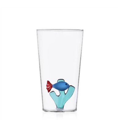 Blue Fish Petrol Seaweed Longdrink Glass