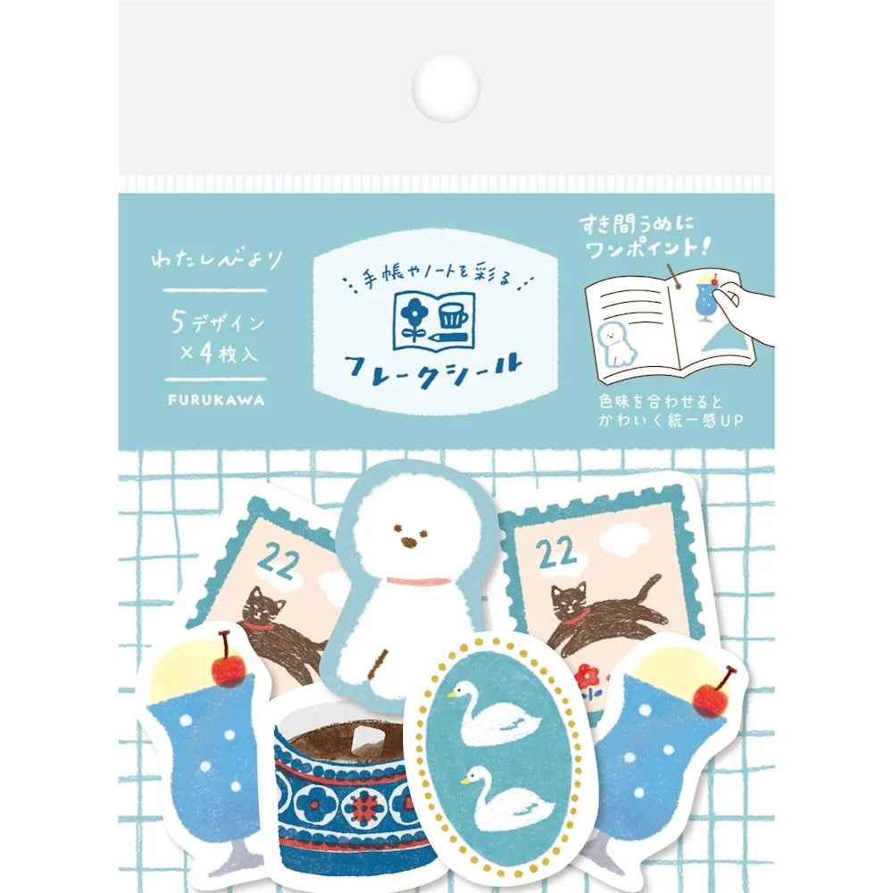 Blue Washi Flake Stickers
