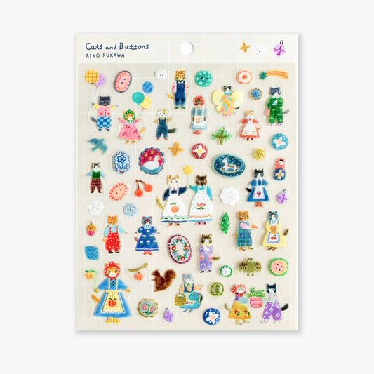 Cats & Buttons Sticker Sheet