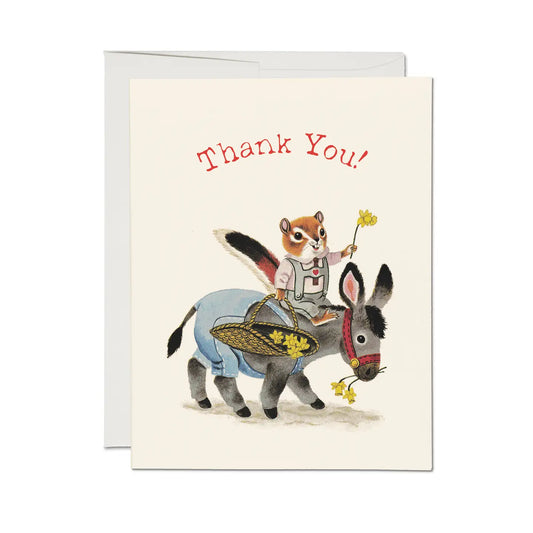 Chipmunk & Donkey Thank You Card