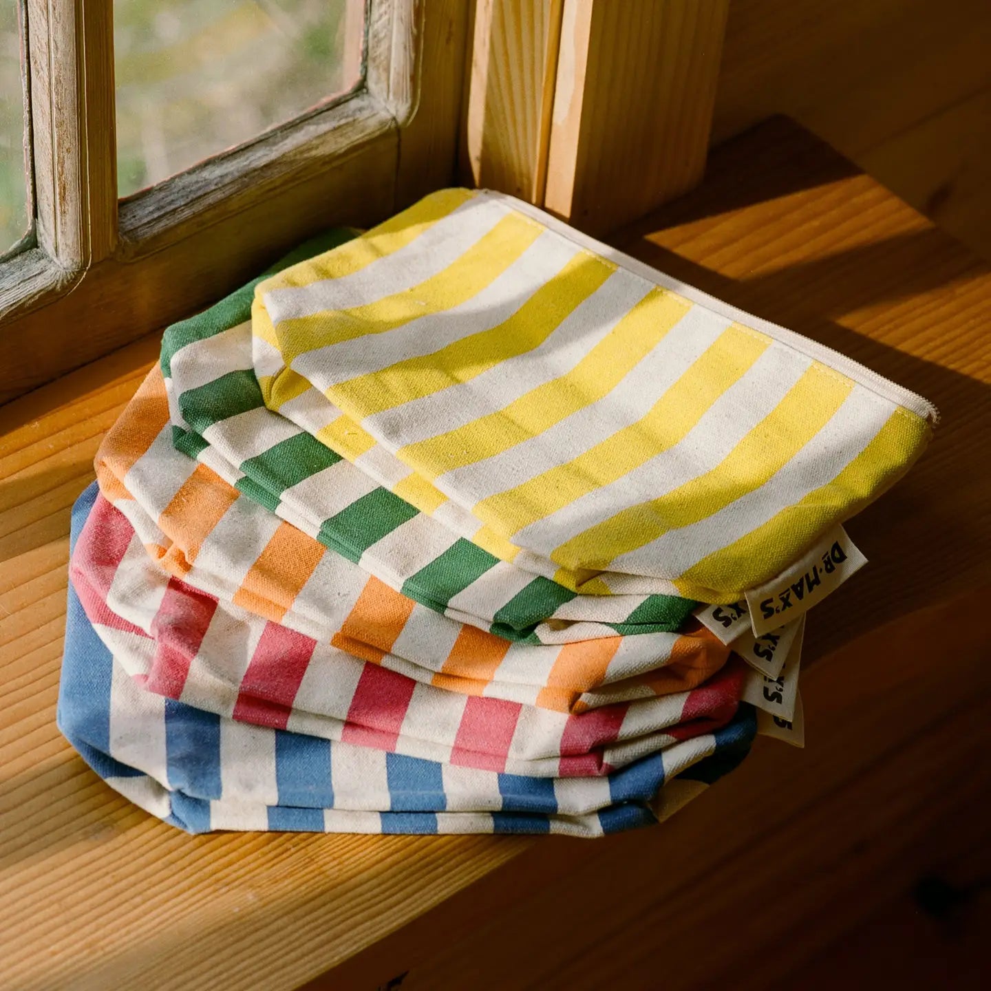 Striped Organic Cotton Zip Bag