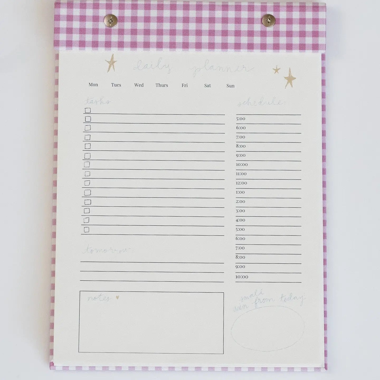 Gingham Daily Planner Notepad