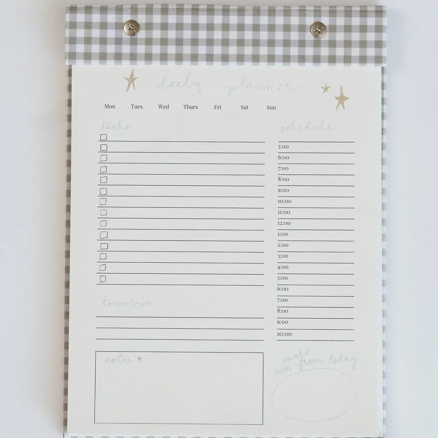 Gingham Daily Planner Notepad