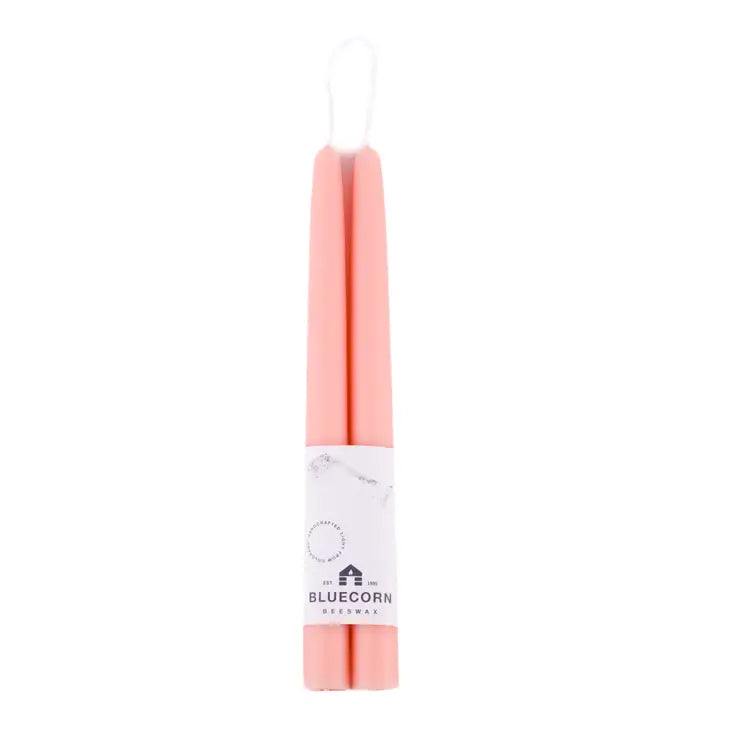 Hand-Dipped Beeswax Taper Candles - Dusty Rose