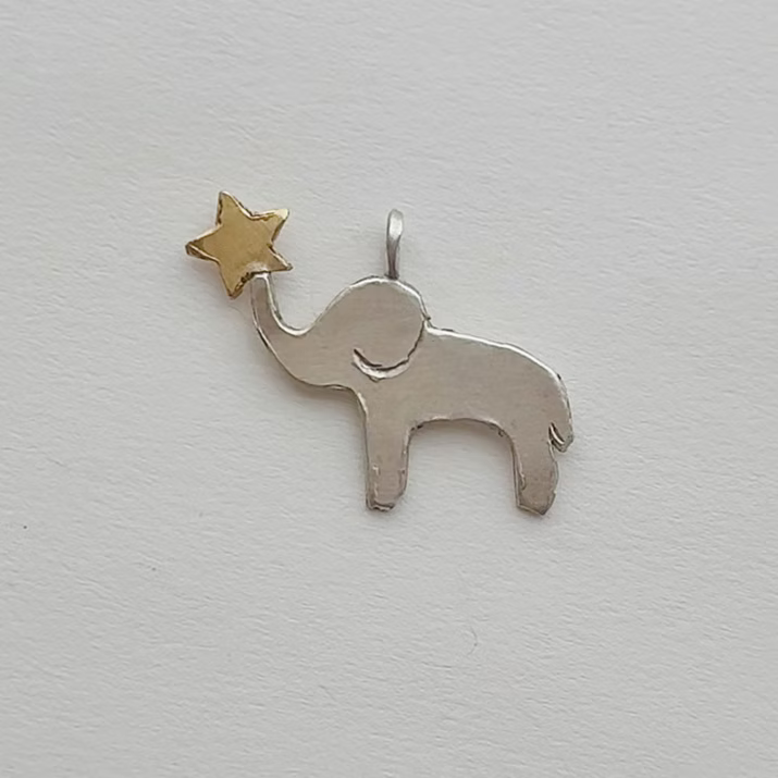 Circus Elephant with Star Accent Necklace