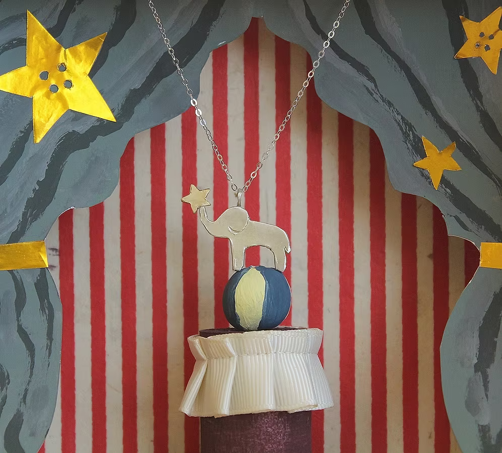 Circus Elephant with Star Accent Necklace