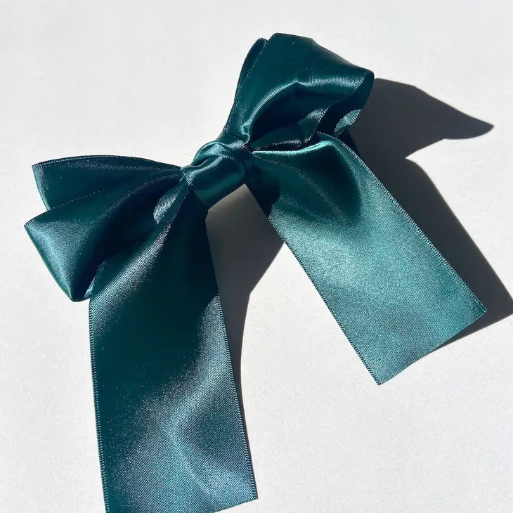 Satin Hair Bow - Emerald Green