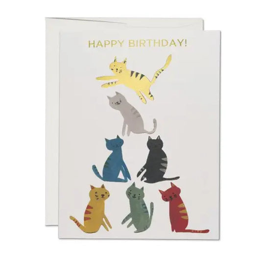 Gold Kitty Birthday Card