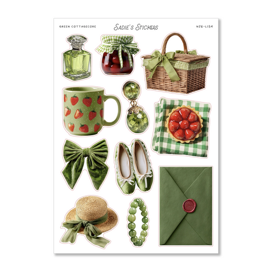 Green Cottagecore Sticker Sheet