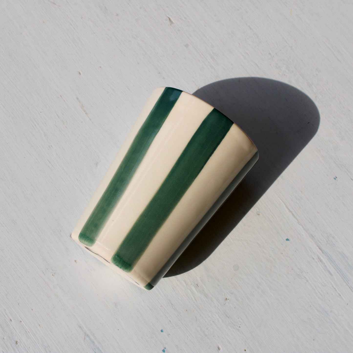 Striped Ceramic Cup - Green