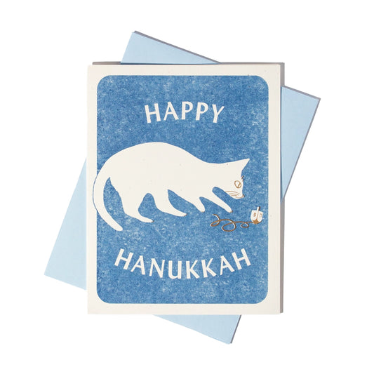 Happy Hanukkah Dreidel Cat Card