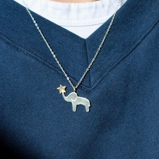 Circus Elephant with Star Accent Necklace