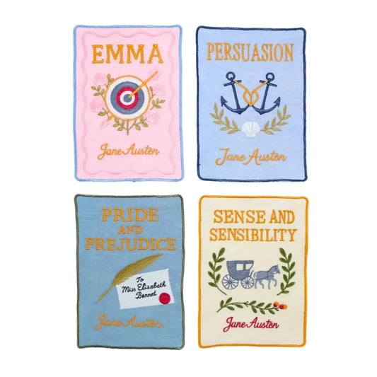 Jane Austen Embroidered Book Cocktail Napkins