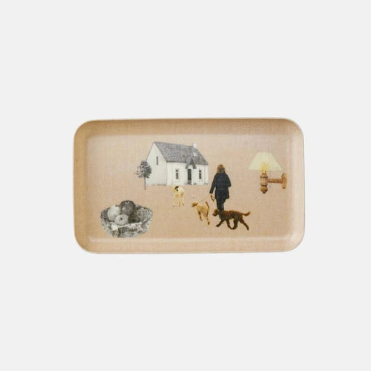 Small Linen Coated Tray - Living With Dogs