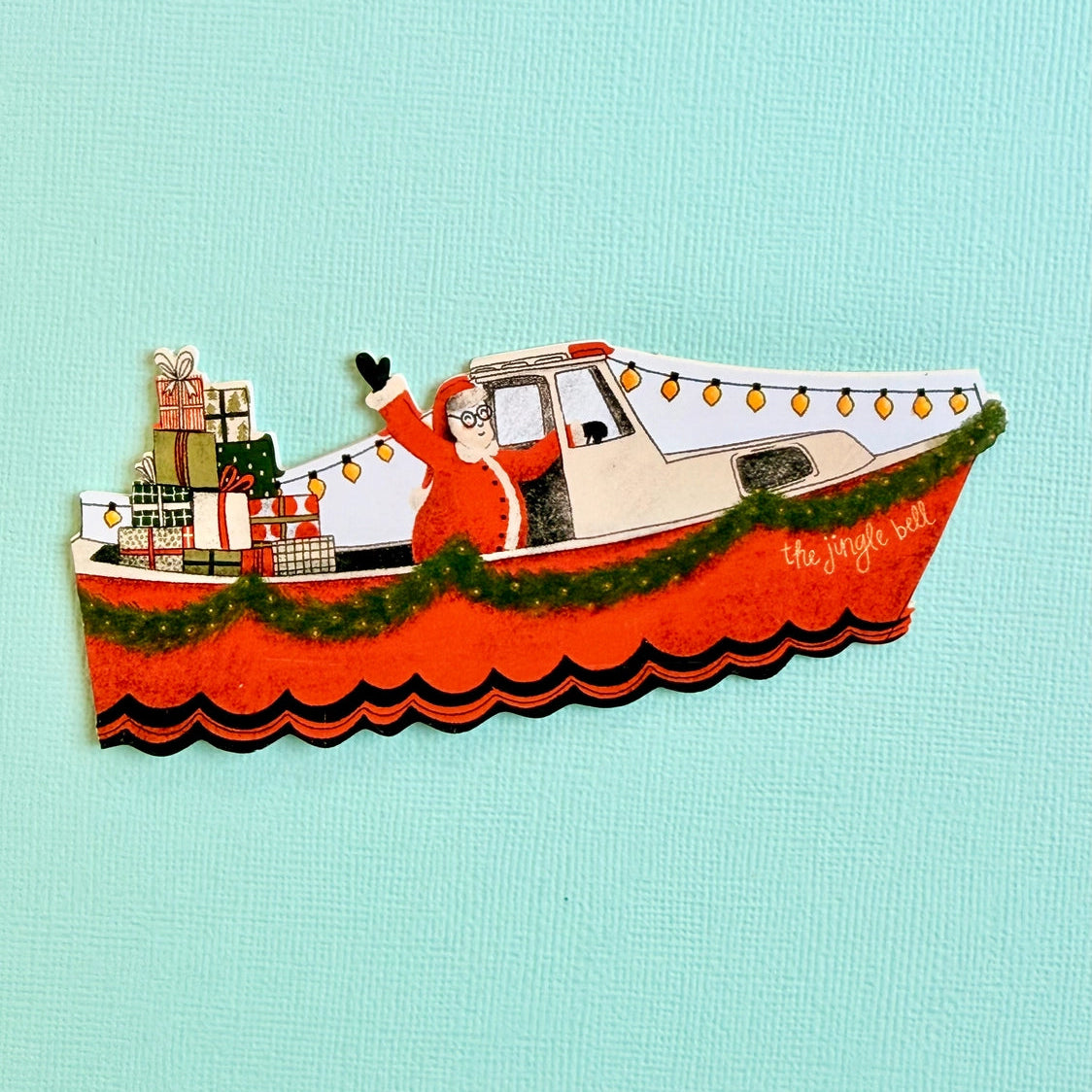 Lobsterman Santa Die-Cut Christmas Card